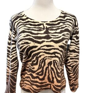 Saks Fifth Avenue Zebra Print Sweater - Black and Cream